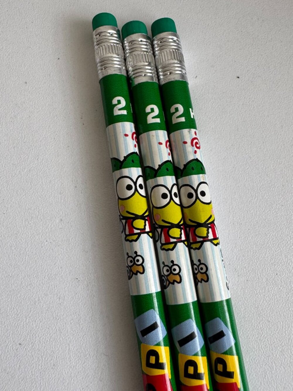 Sanrio Keroppi Set of 3 HB #2 Pencils 2012 Made in Taiwan Kawaii Rare